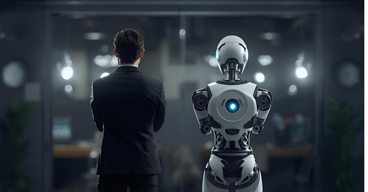 human vs ai robot in office