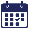 Calendar icon with a checkmark indicating a selected date